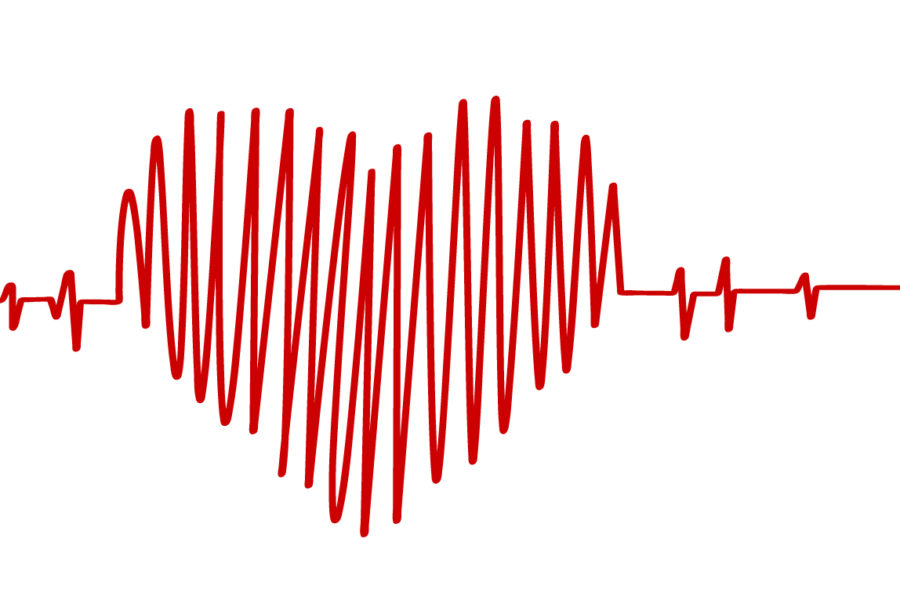 Red heart-shaped EKG chart