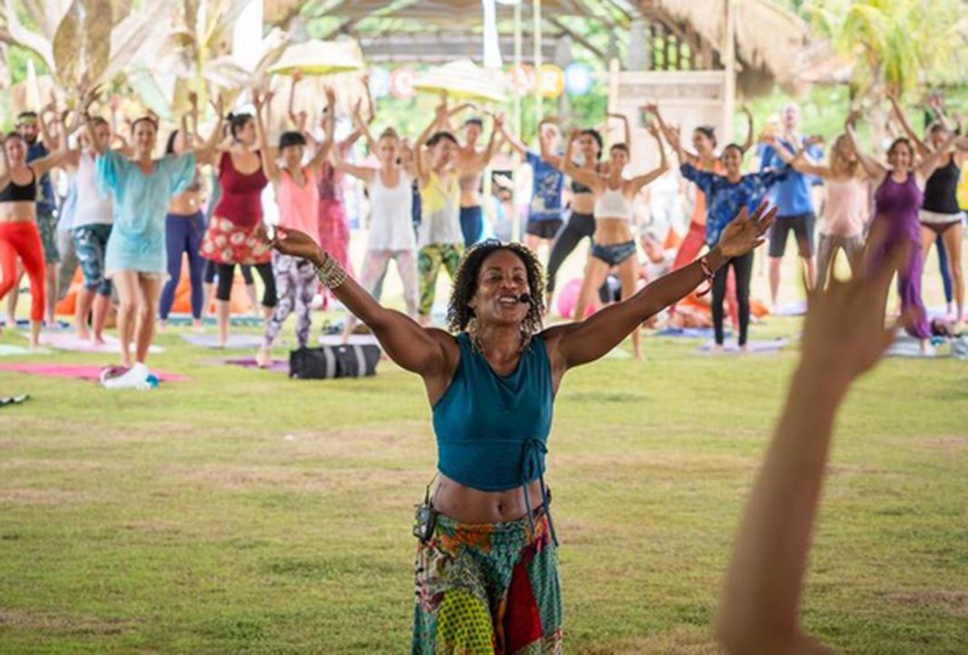 Afro Flow Yoga founder Leslie Salmon Jones gets people moving in Indonesia