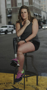 Roseann Sdoia, at the Boston Marathon finish line